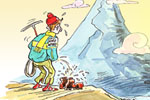 Cartoon Bergsteigen