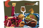 Illustration Collage Dinnerkarte Menükarte Essen